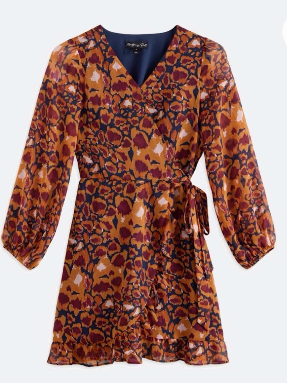 NWT Montgomery Post Blaire Surplice Wrap Dress XL Petite Leopard Print Tie Waist